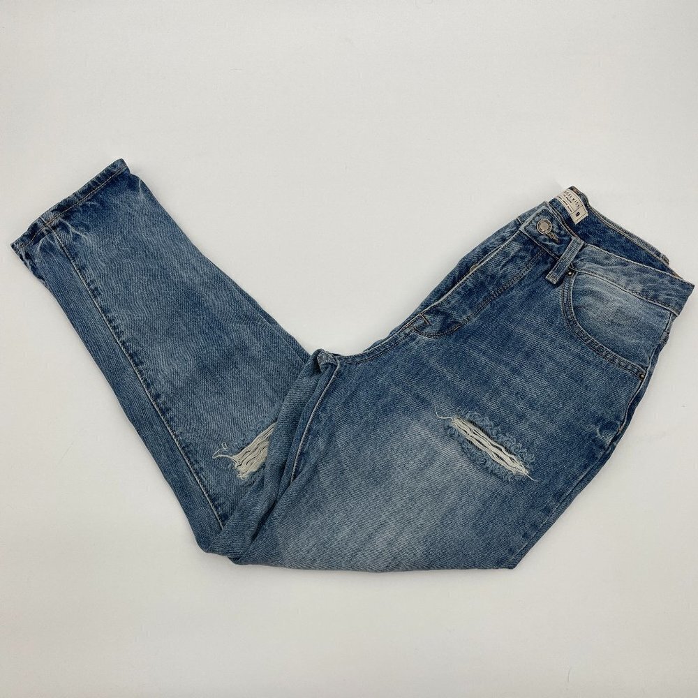 ANGEL KISS High Rise Distressed Button Fly Boyfriend Jeans Size 9